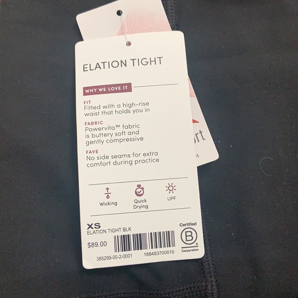 ATHLETA Elation Tight Black NWT - Picture 2 of 2